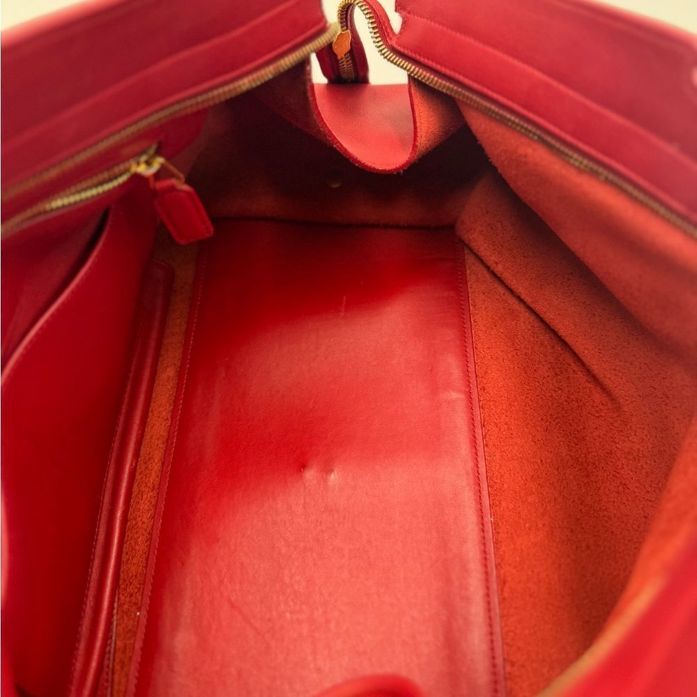 Saint Laurent Large Ligne Y Cabas Soft Red Leather Chyc Sac Tote Bag Satchel - Picture 15 of 16